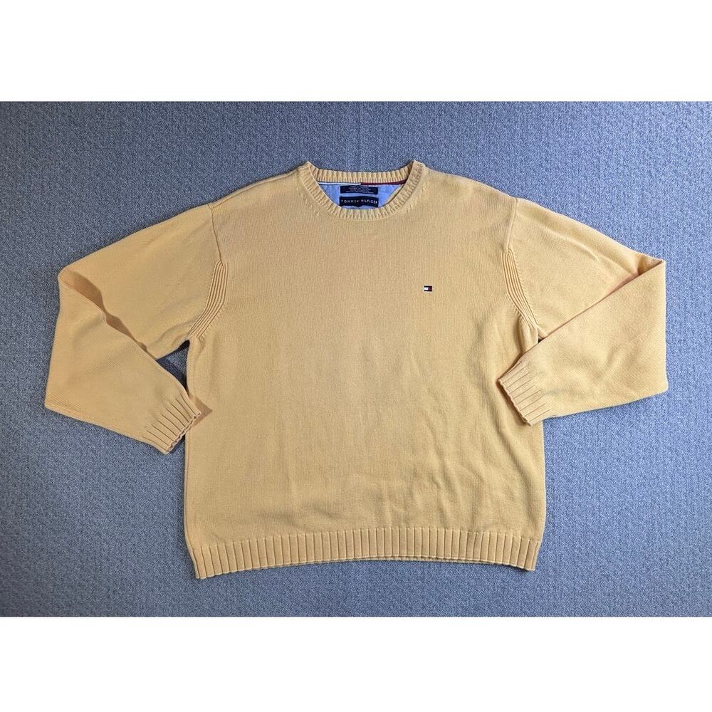 Tommy Hilfiger Men's XL Butter Yellow Crew Neck Sweater